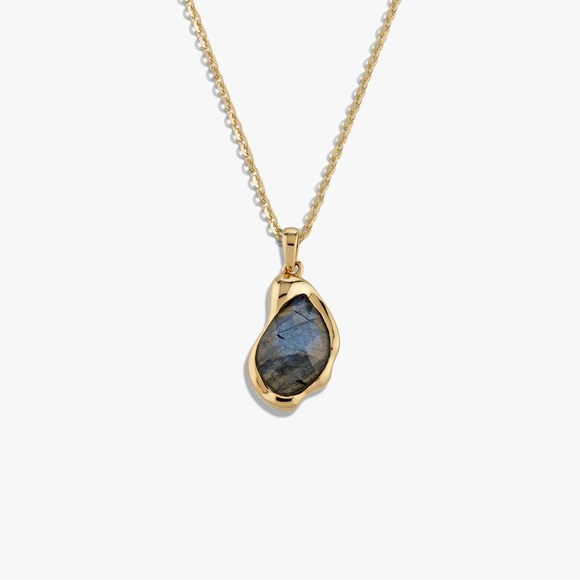 Awe Inspired Molten Labradorite Gemstone Necklace 14K Gold Vermeil 16–18" - Picture 4 of 5
